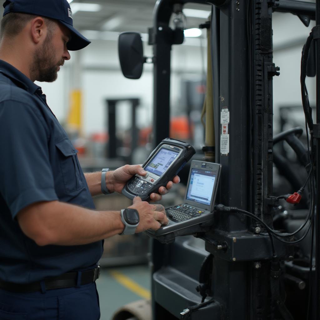 Forklift OBD2 Scanner in Use