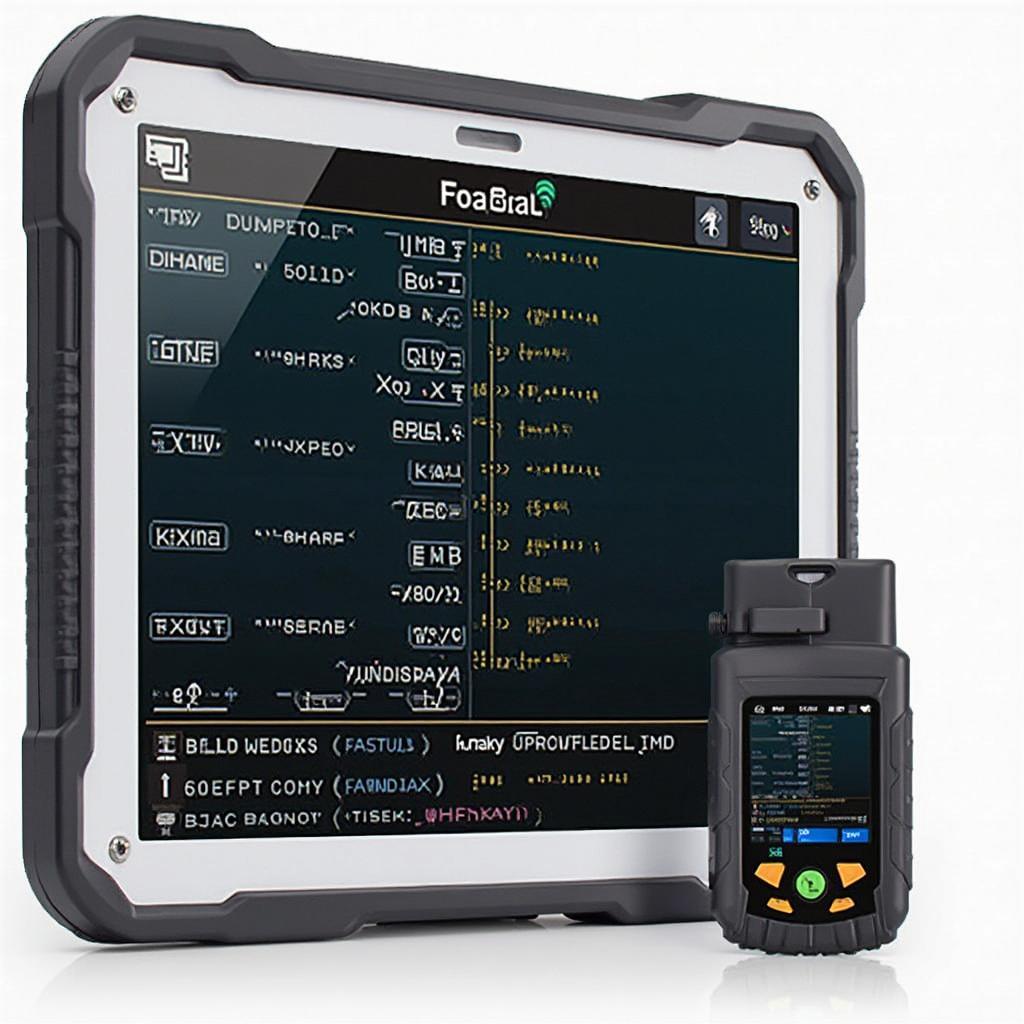 A tablet displaying diagnostic data from a Foseal OBD2 Bluetooth scanner.