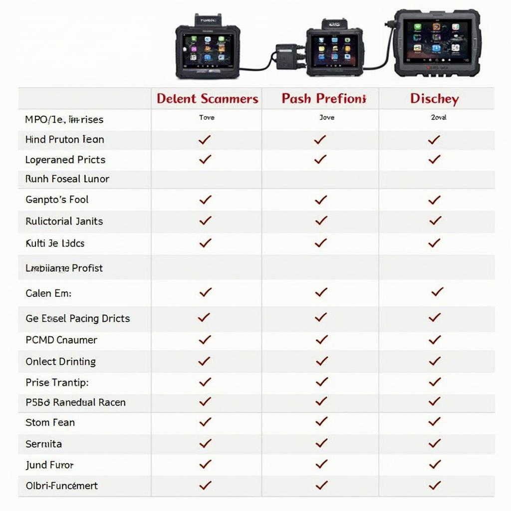 Foseal OBD2 Scanner Comparison Chart