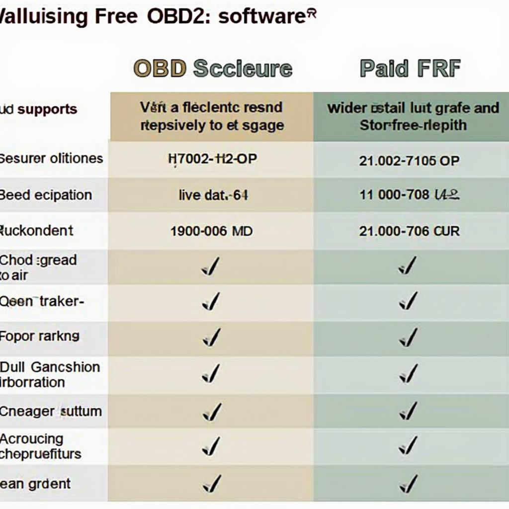 Comparison Chart of Free vs. Paid OBD2 Software Features