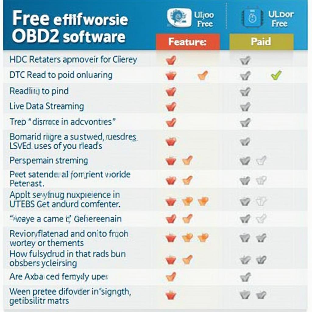 Free vs. Paid OBD2 Software Comparison Chart