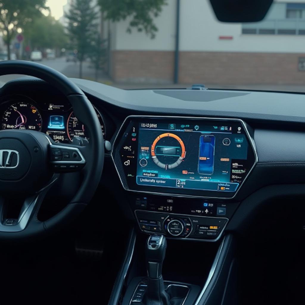 Futuristic OBD2 Technology in a Car Dashboard