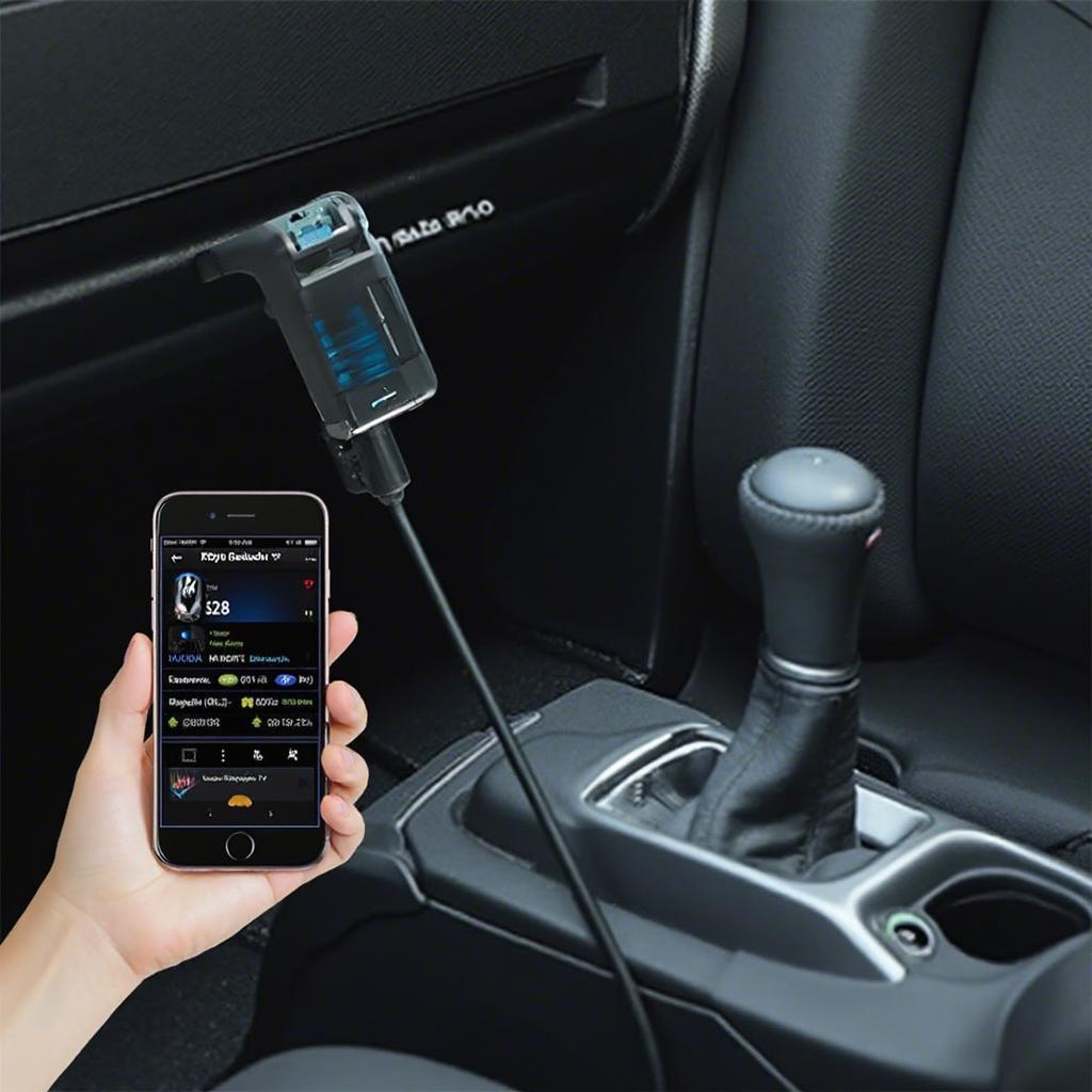 Smartphone Connected to OBD2 Scan Tool