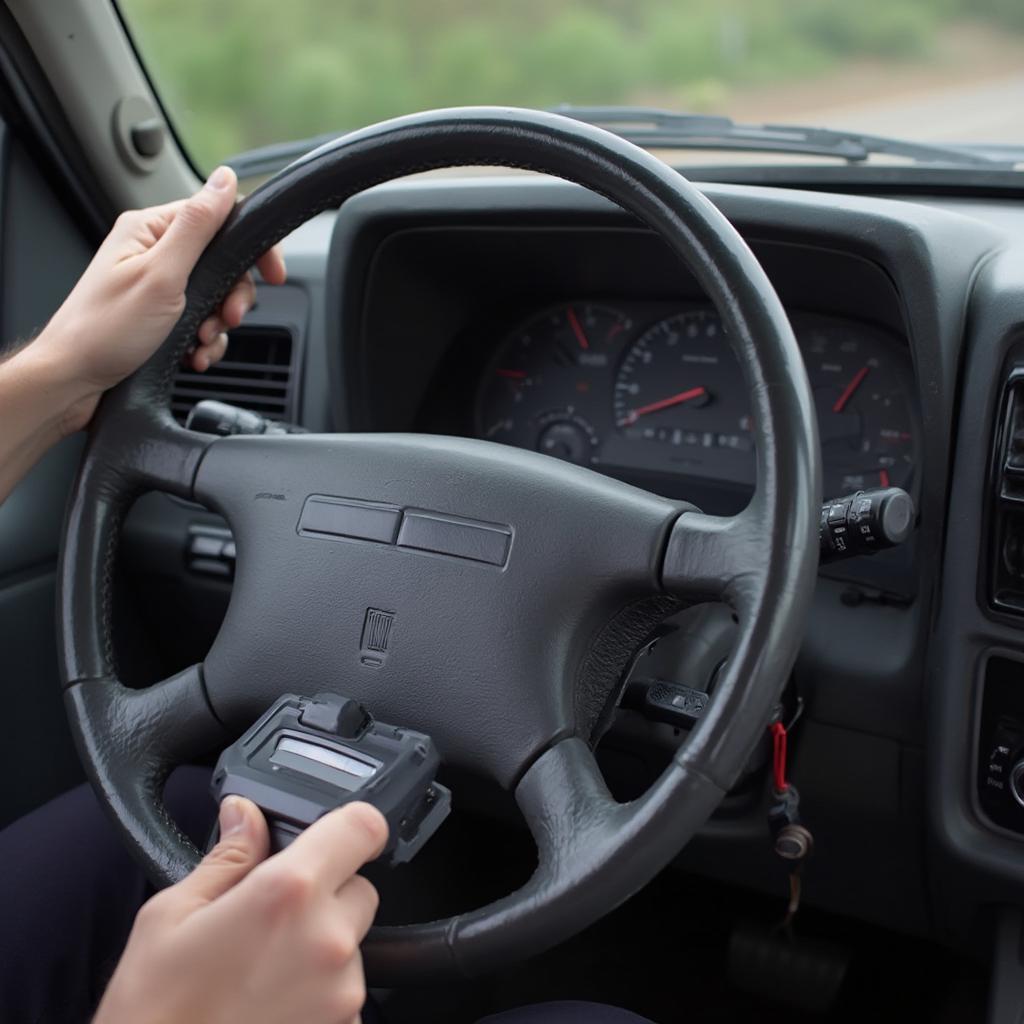 Geo Tracker OBD2 Code Reader in use