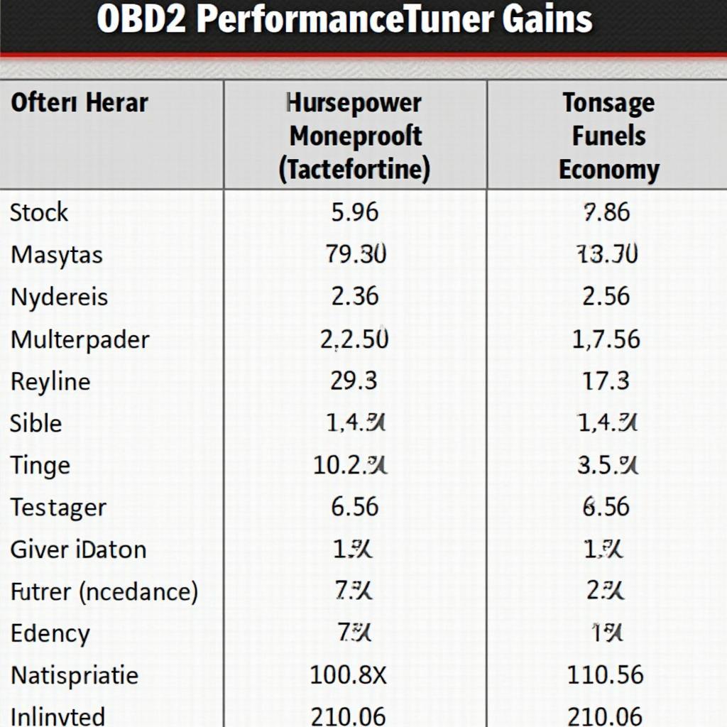 GMC Envoy Performance Gains Chart