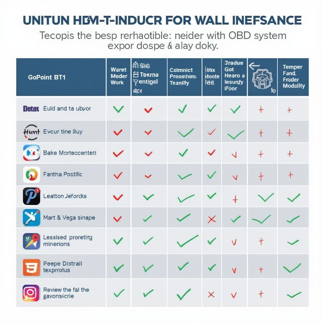 GoPoint BT1 OBD2 Adaptor Compatibility Chart