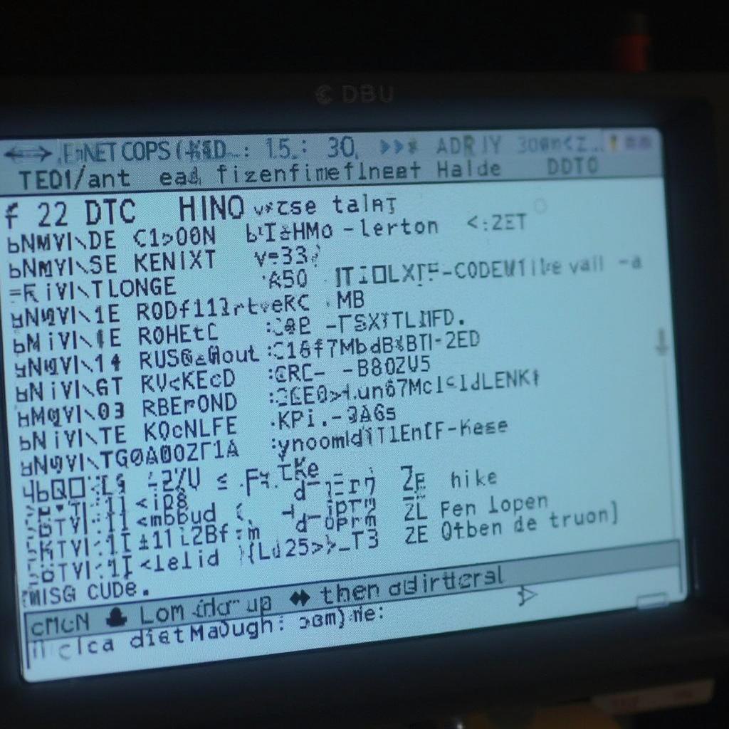 Hino OBD2 Diagnostic Trouble Codes on a Scanner Screen