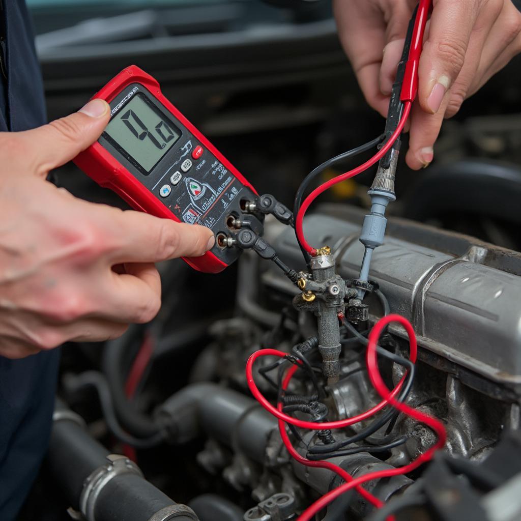 Testing Honda Fuel Injector Resistance with a Multimeter