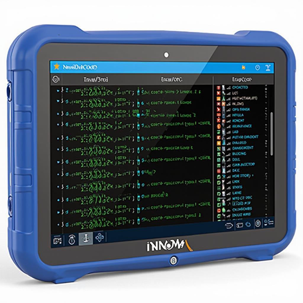 Innova 3100 OBD2 reader displaying diagnostic trouble codes on its screen