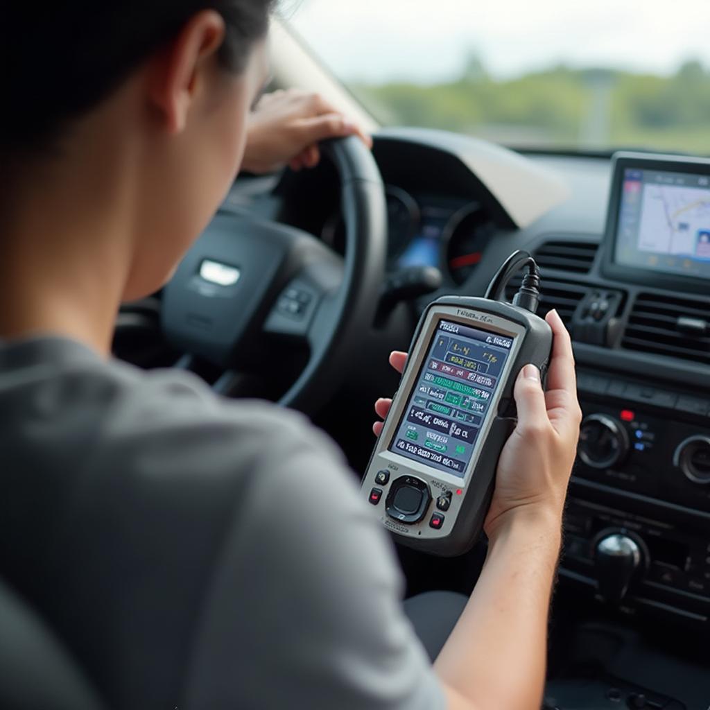 Using the Innova 3100 OBD2 Code Reader on a Car