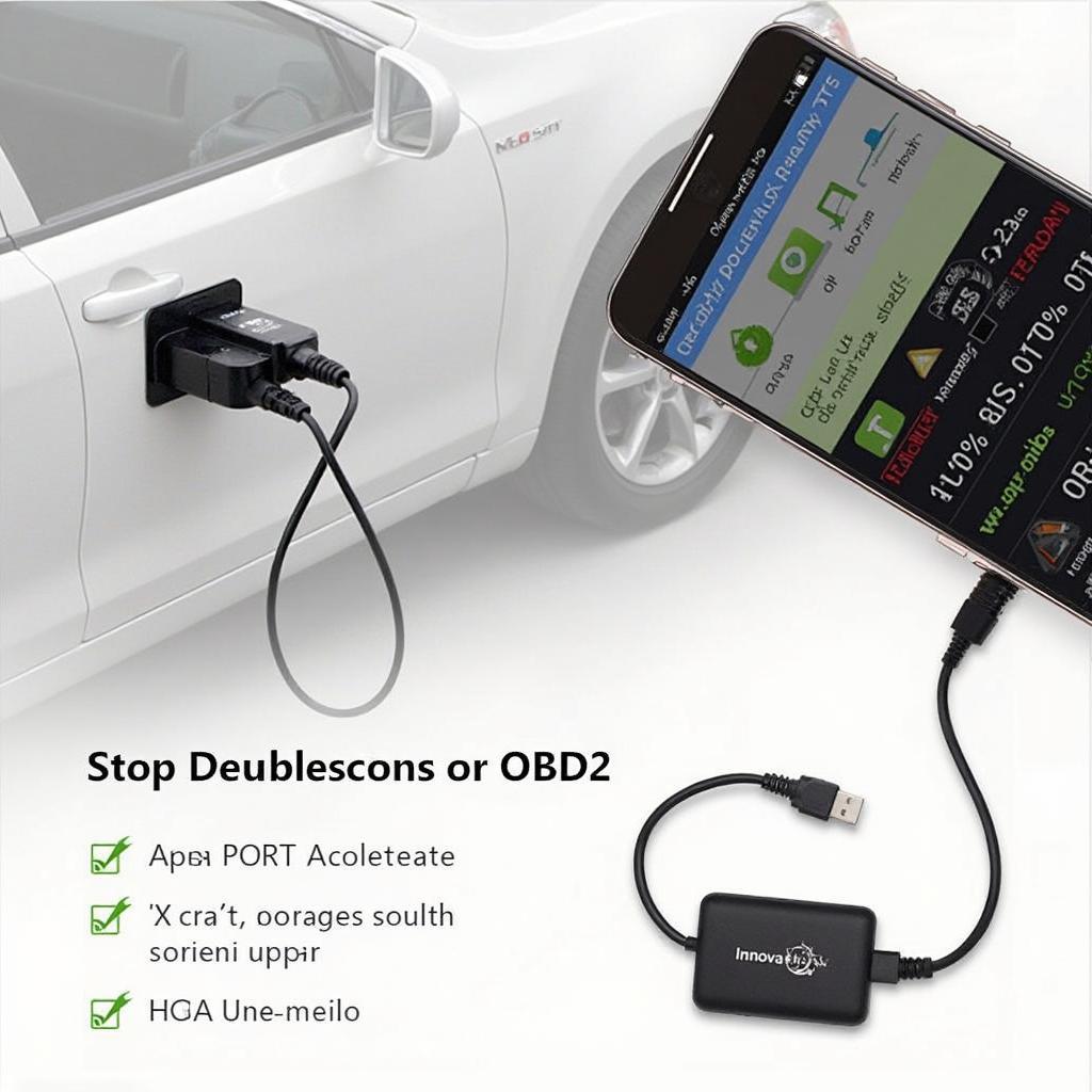 Innova CarScan Mobile OBD2 Dongle Connected to Car