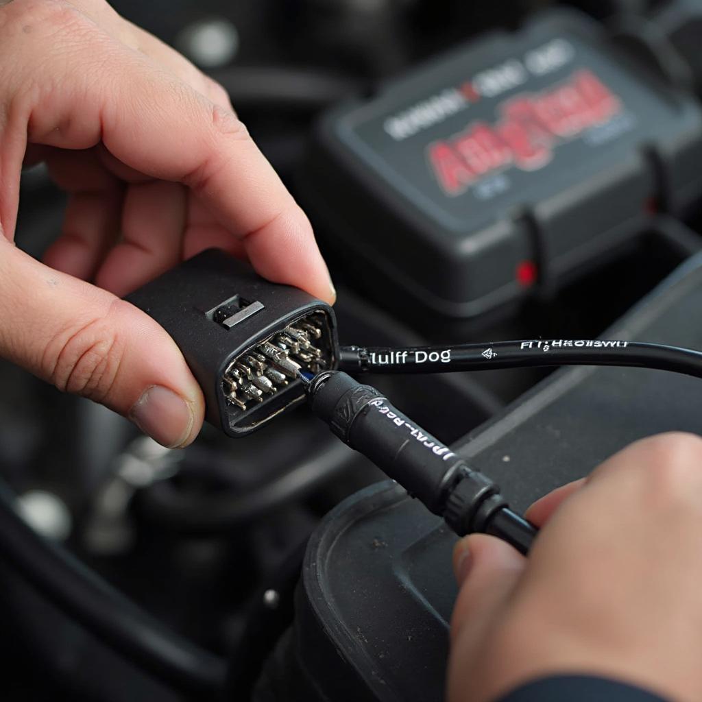 Inspecting Bully Dog GT Tuner OBD2 Cable for Damage