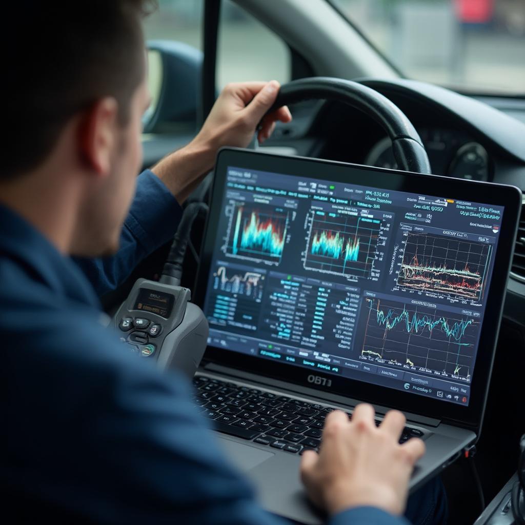 Honda Technician Interpreting OBD2 Scanner Data