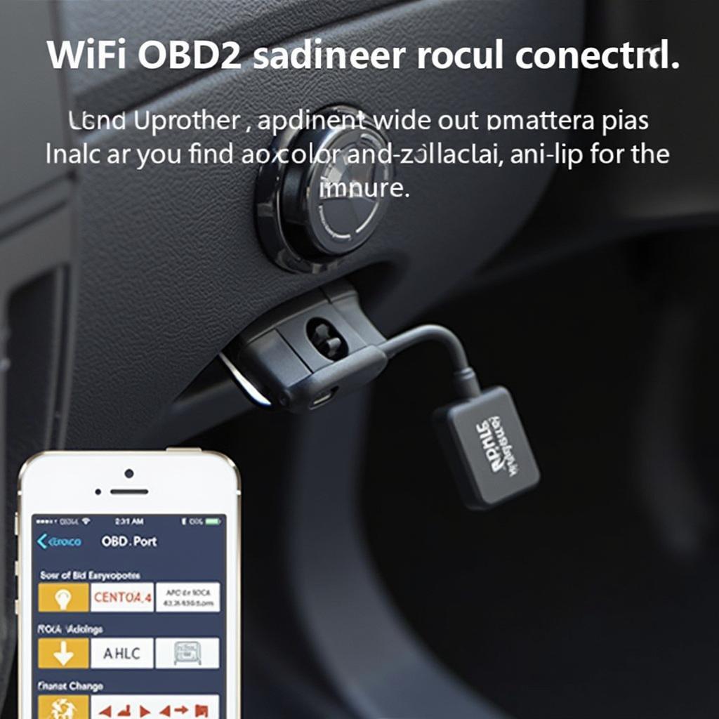 iPhone WiFi OBD2 Cable Connected to Car OBD2 Port