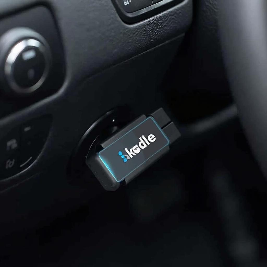 isaddle Super Mini Bluetooth OBD2 scanner plugged into a car's OBD2 port