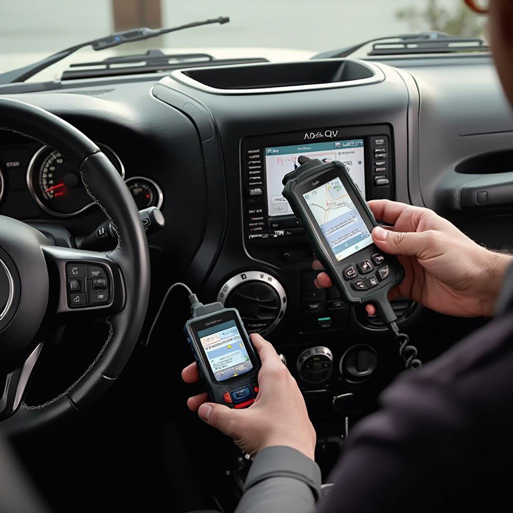 Jeep Wrangler OBD2 Scanner in Use