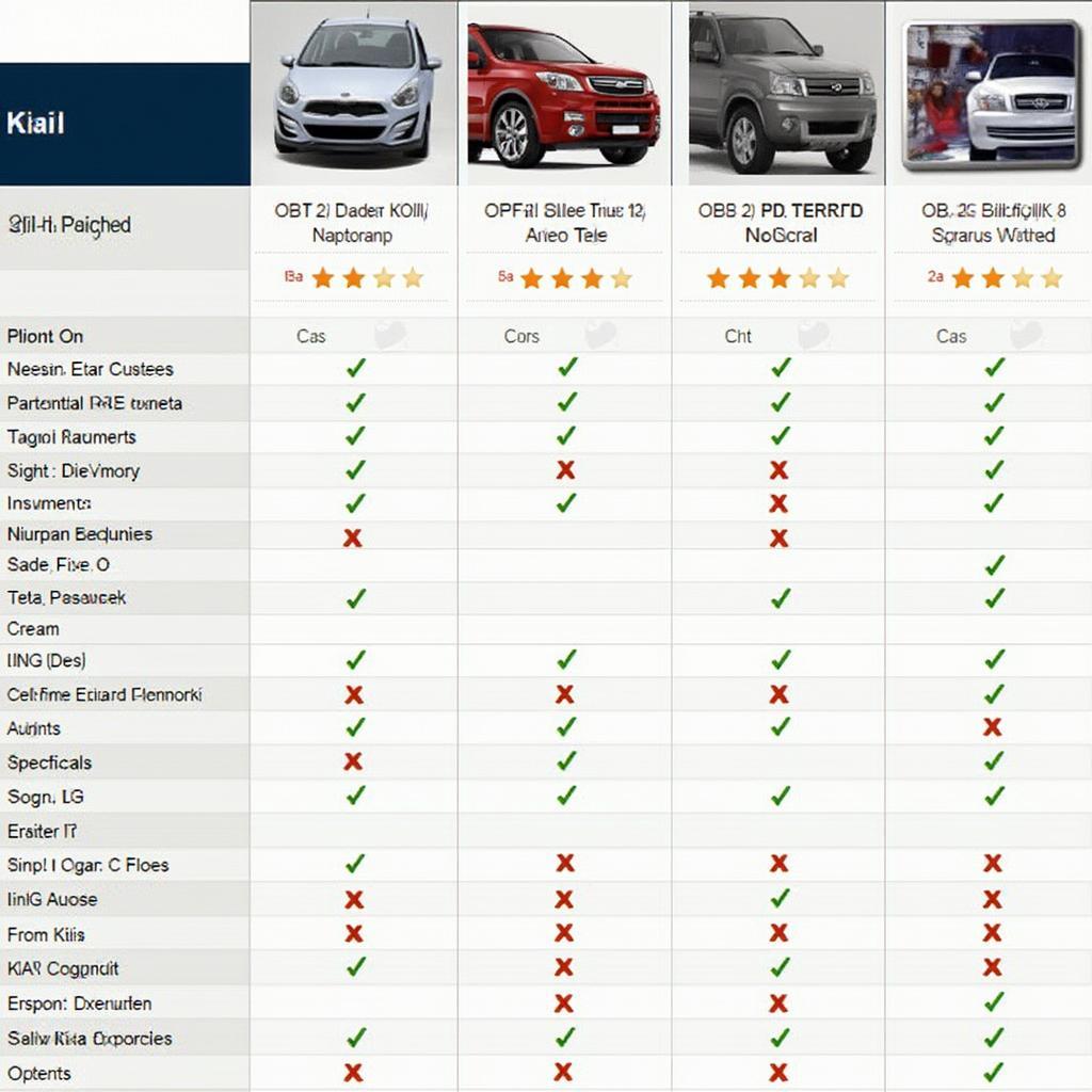 Kia OBD2 Diagnostic Software Comparison Chart