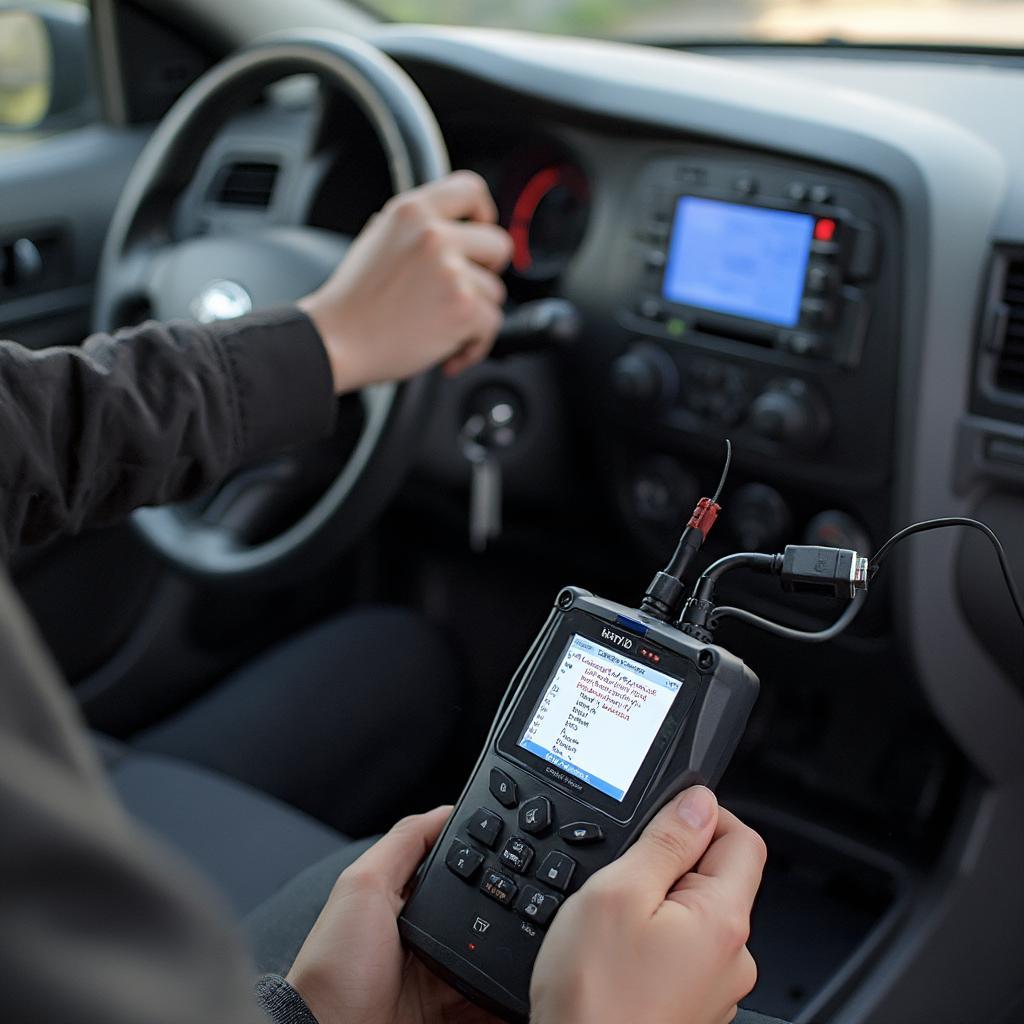 Kia Rio 2003 OBD2 Scanner In Use