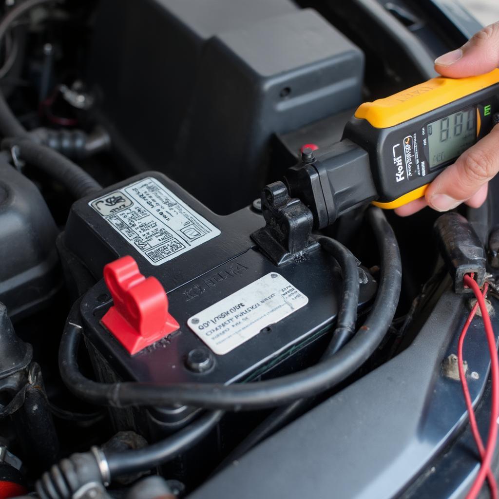 Kobra OBD2 Scanner Connected to Car Battery