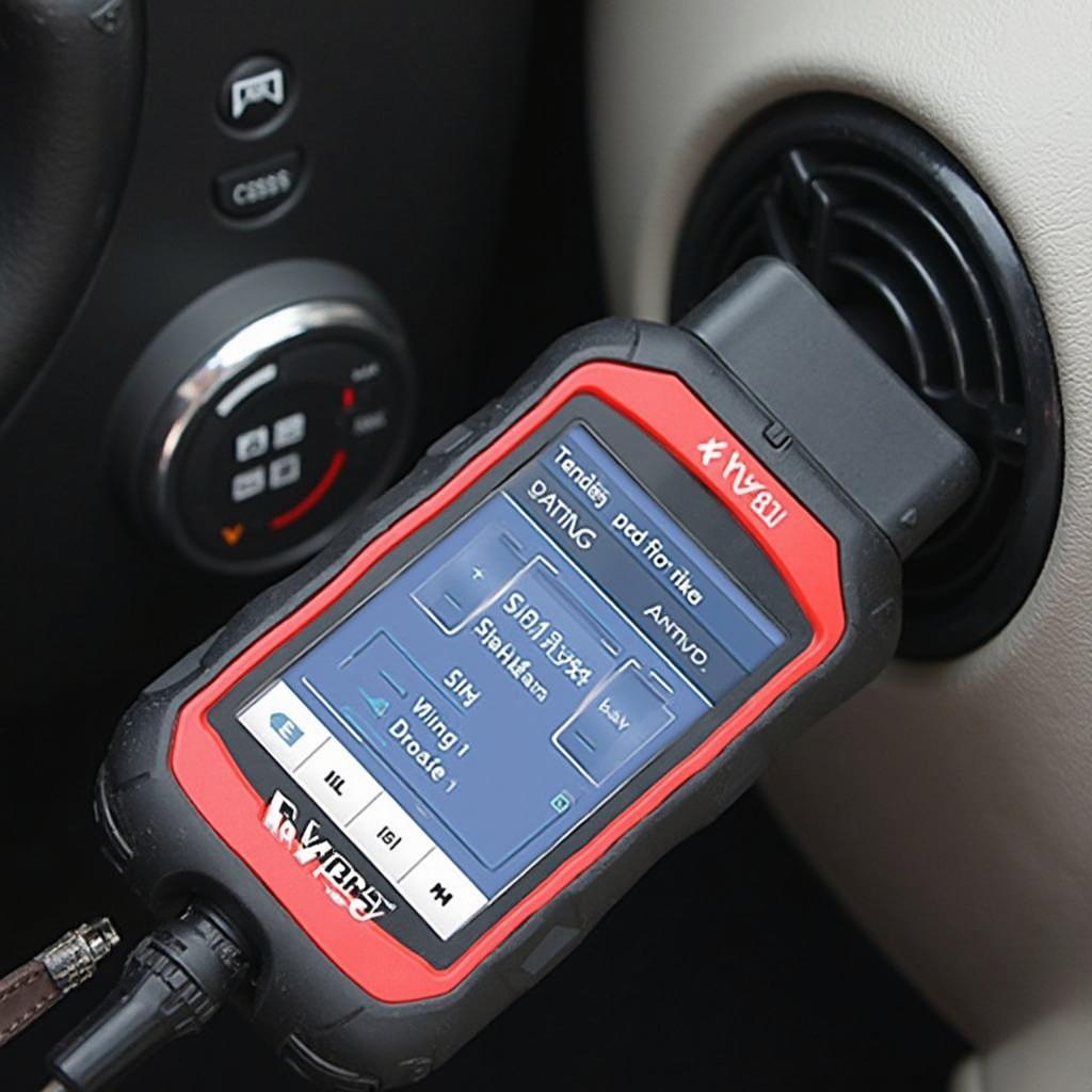 KW808 OBD2 Scanner Connected to a Car's OBD2 Port