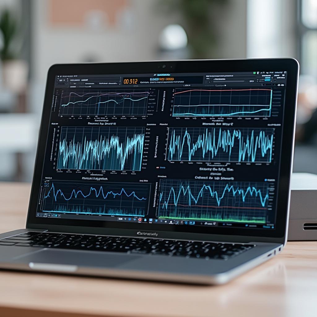 Laptop Displaying Graphs of OBD2 Data Logged with ELM327 Software