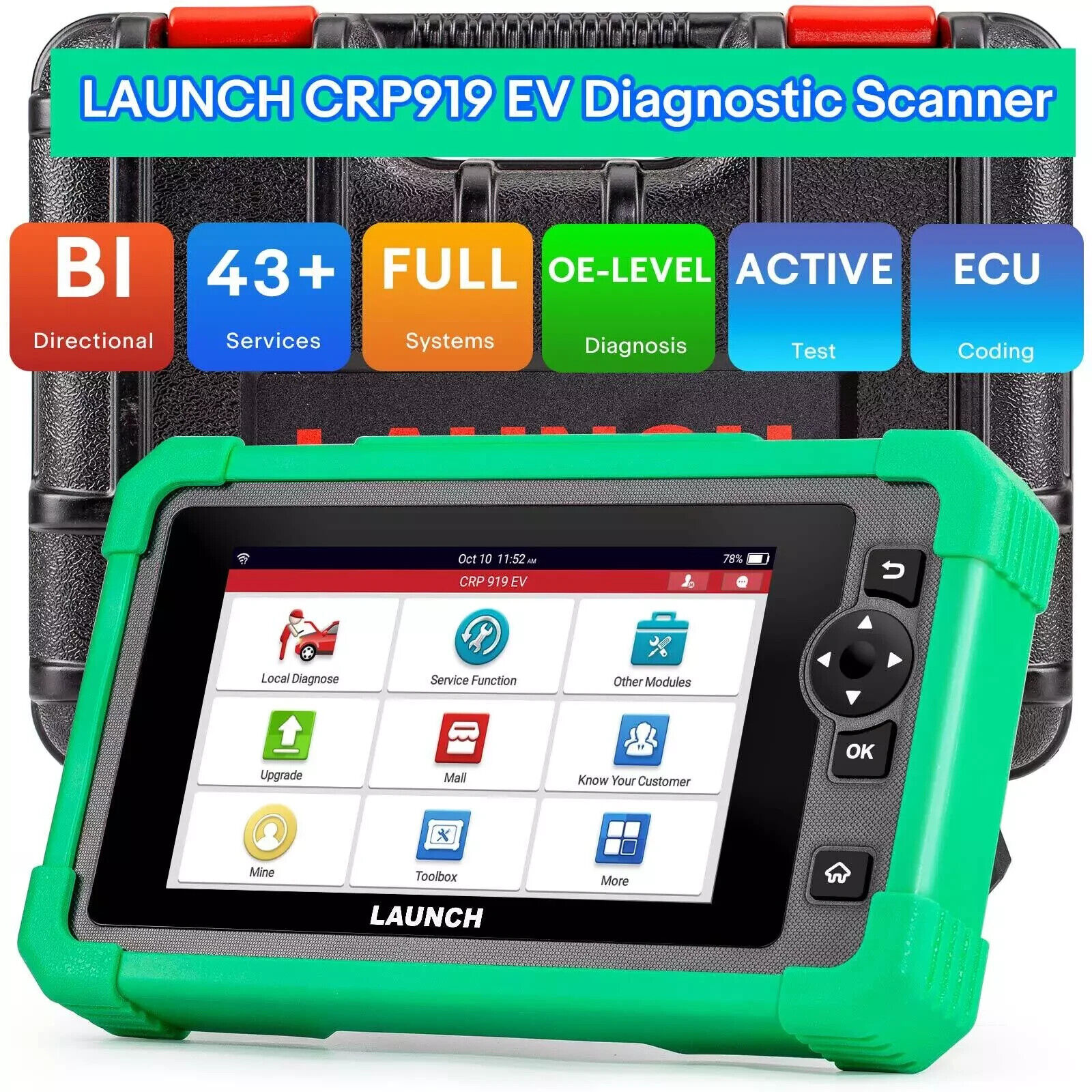 LAUNCH CRP919 EV OBD2 Diagnostic Scanner for Electric Vehicles New Energy Cars