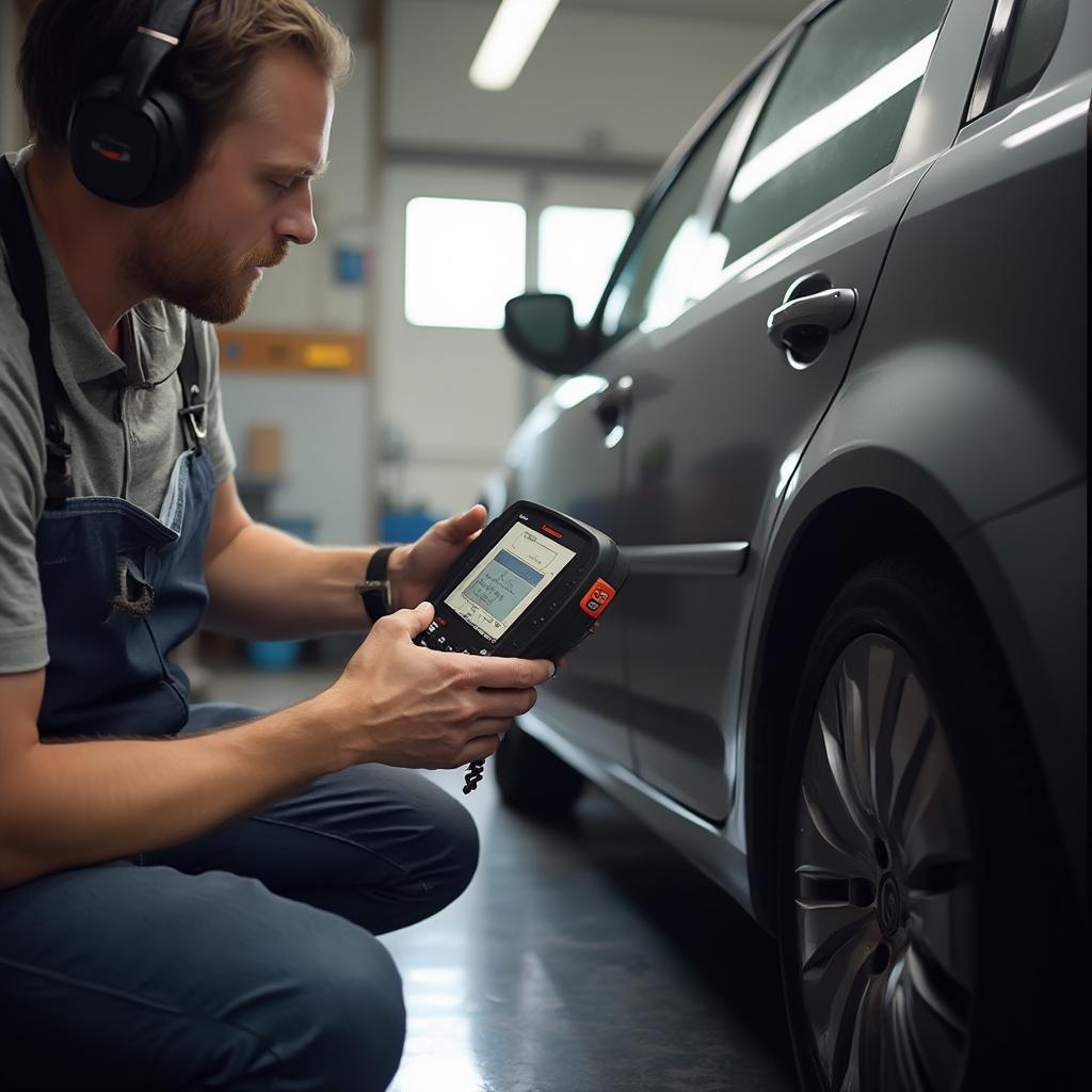 Launch X431 Creader IV+ OBD2 Scanner Being Used By a Car Owner