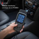 Launch X431 CRP123 OBD2 Español connected to a car's OBD2 port