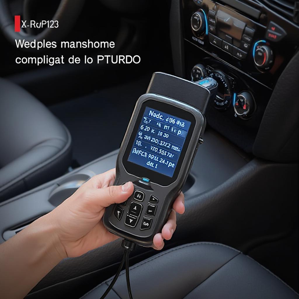 Launch X431 CRP123 OBD2 Español connected to a car's OBD2 port