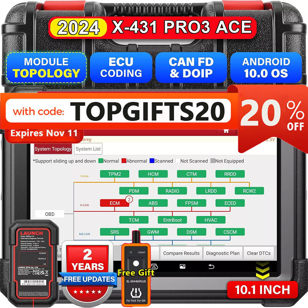 Launch X431 PRO3 ACE Pro 5 Bidirectional Car OBD2 Diagnostic Scanner Ke.y Coding