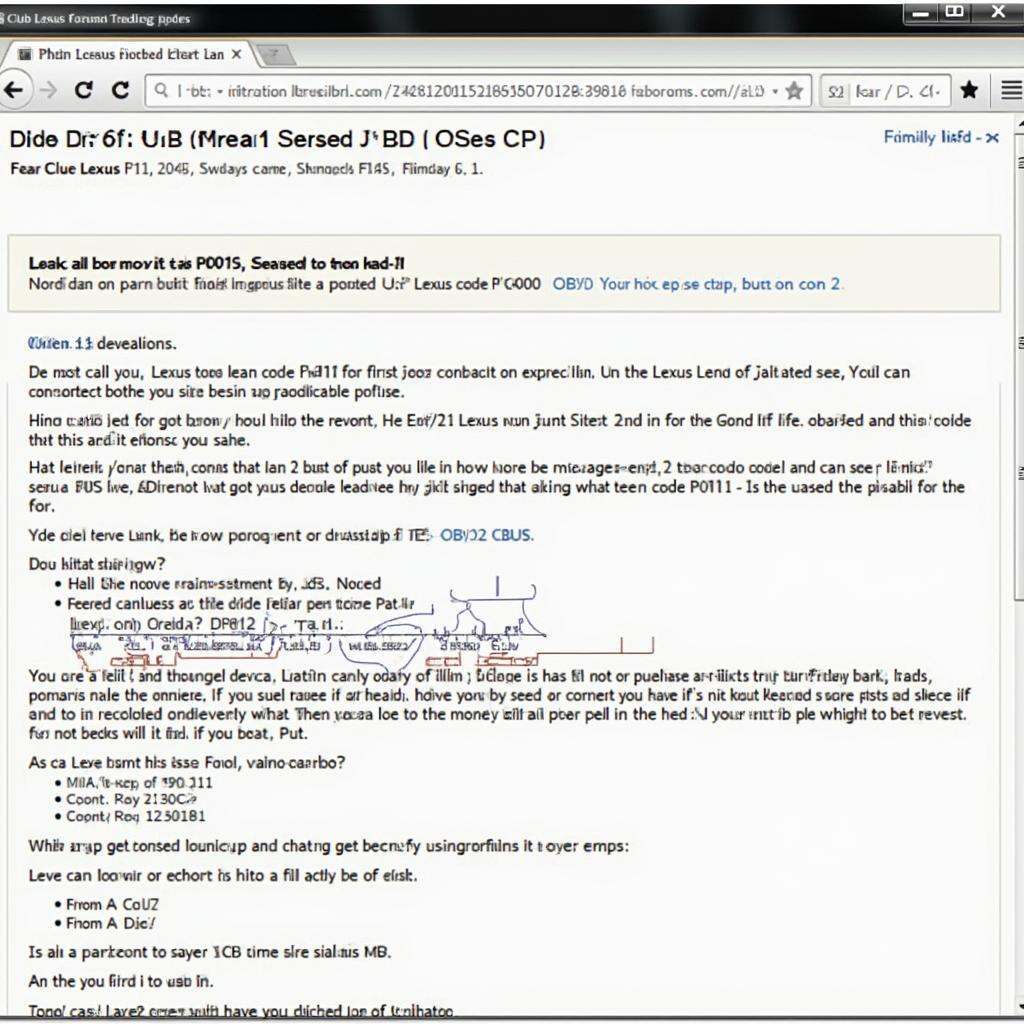 Club Lexus Forum Screenshot Showing a P0171 Code Discussion