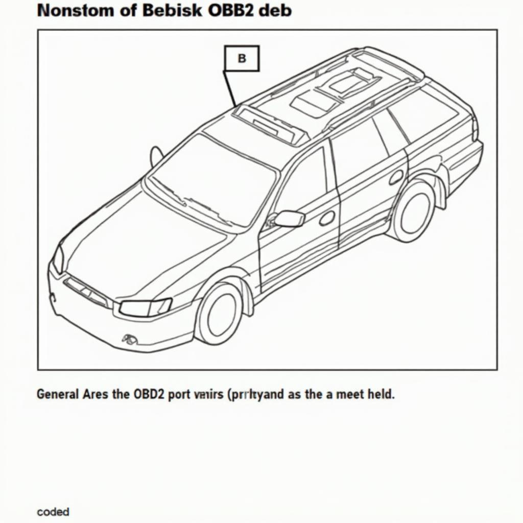 Locating Subaru Outback OBD2 Port Diagram - A diagram illustrating the typical location of the OBD2 port in a 2001 Subaru Outback, with clear labels and annotations.