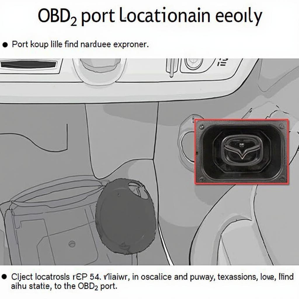 A close-up view of the OBD2 port in a Mazda vehicle.