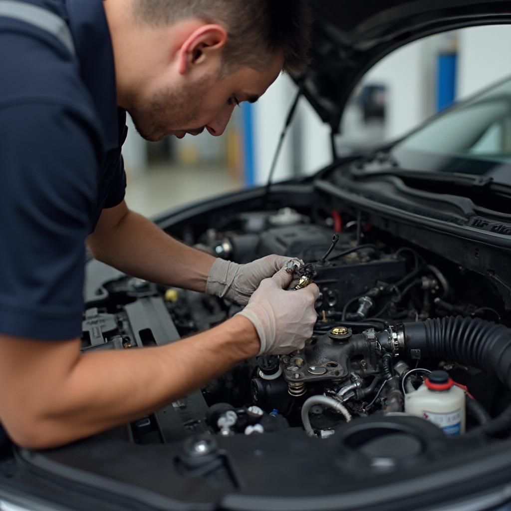 Mazda Mechanic Diagnosing OBD2 Issue