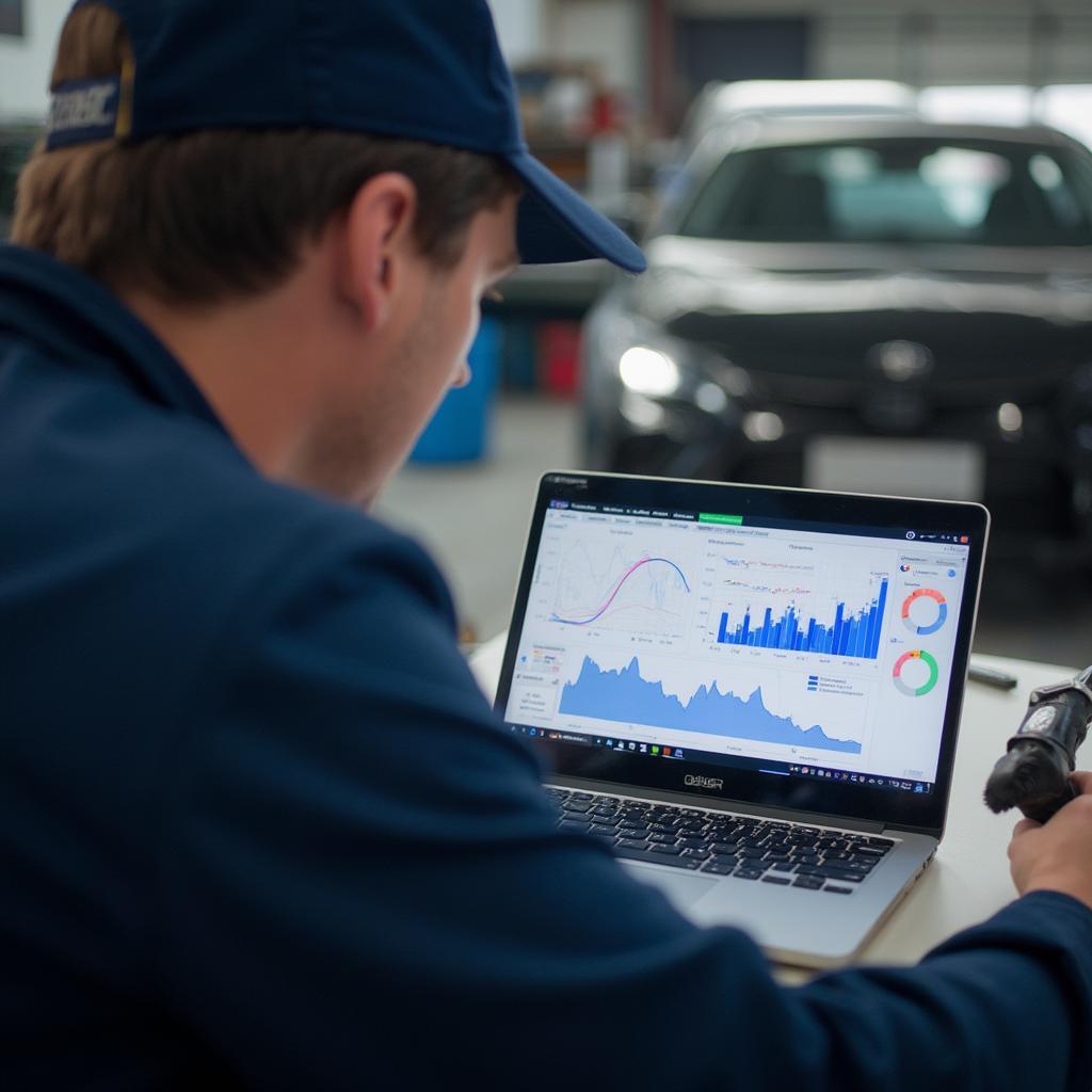 Mechanic Analyzing OBD2 data