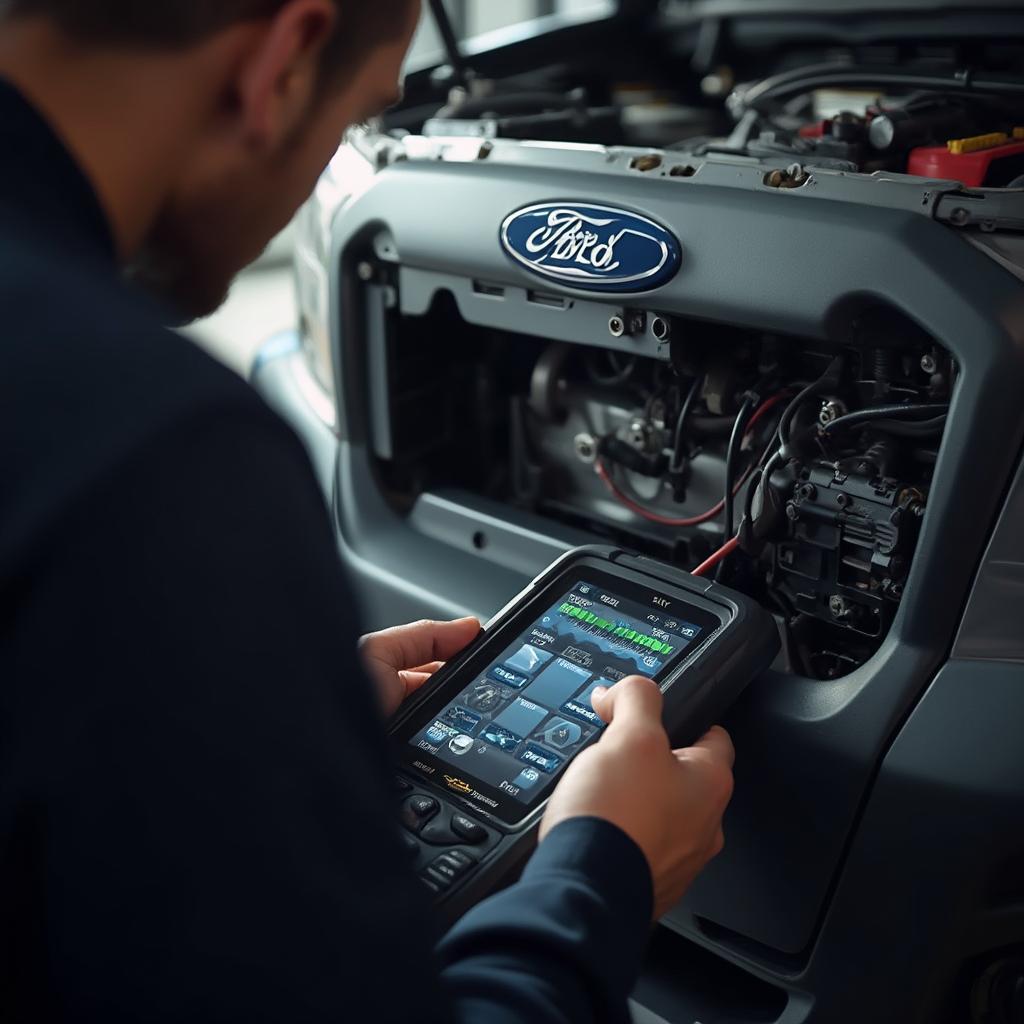 Mechanic Checking Ford Ranger OBD2 Port