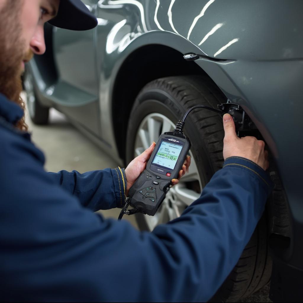 Mechanic Checking OBD2 Port