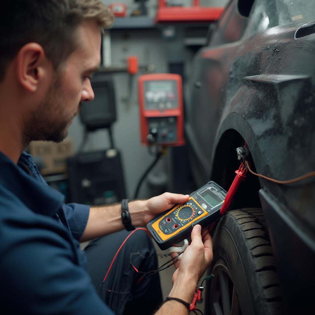 Mechanic Checking OBD2 Port Connection