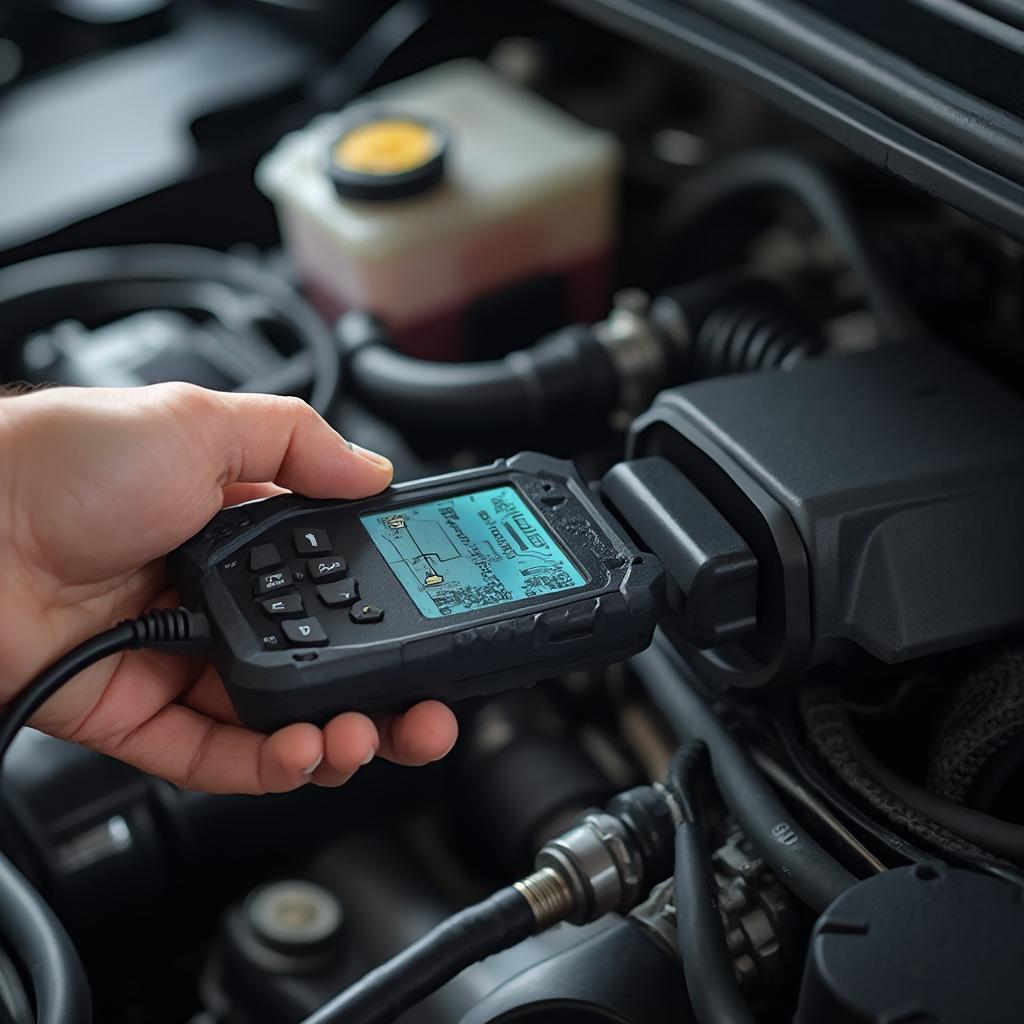 Mechanic Using an OBD2 Scanner to Diagnose a Car Problem