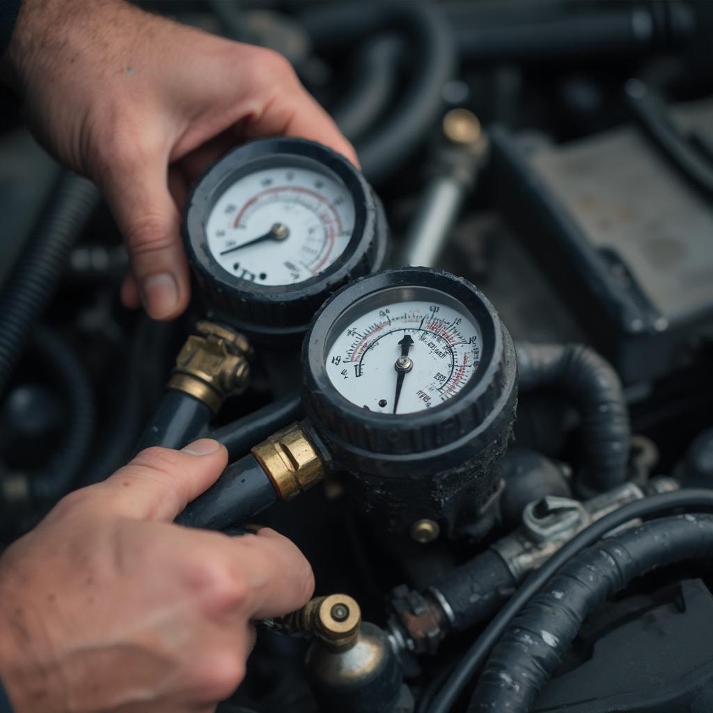 Mechanic Checking Oil Pressure