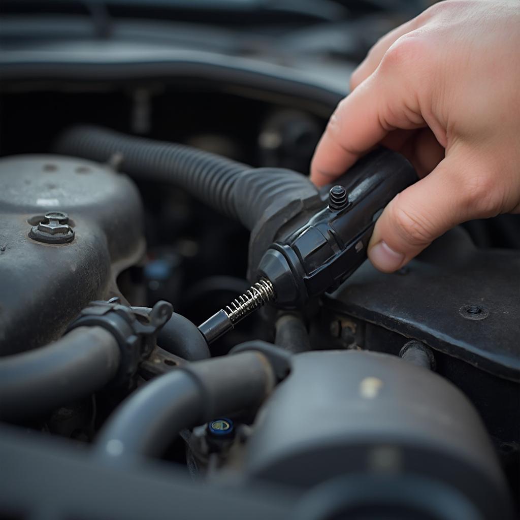 Mechanic Inspecting Vacuum Hoses for Leaks