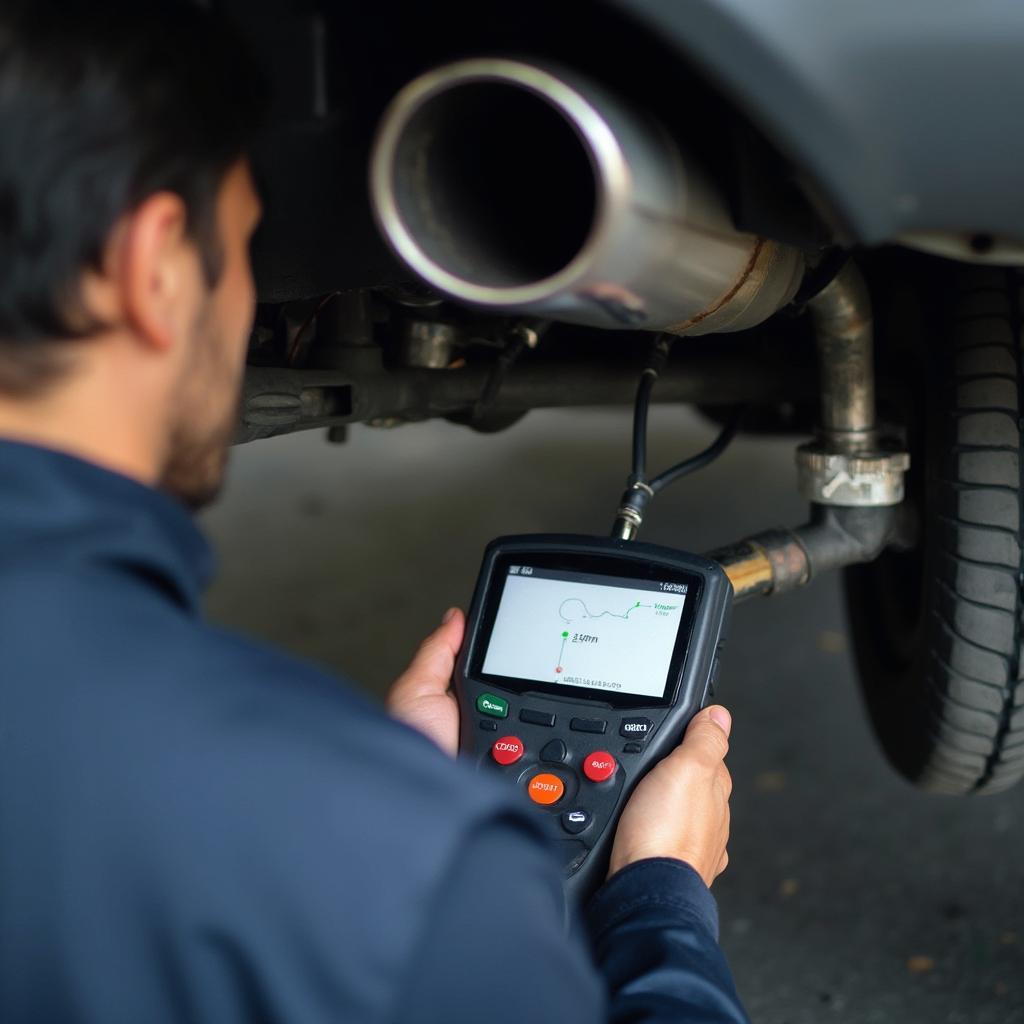 Mechanic Diagnosing Exhaust System