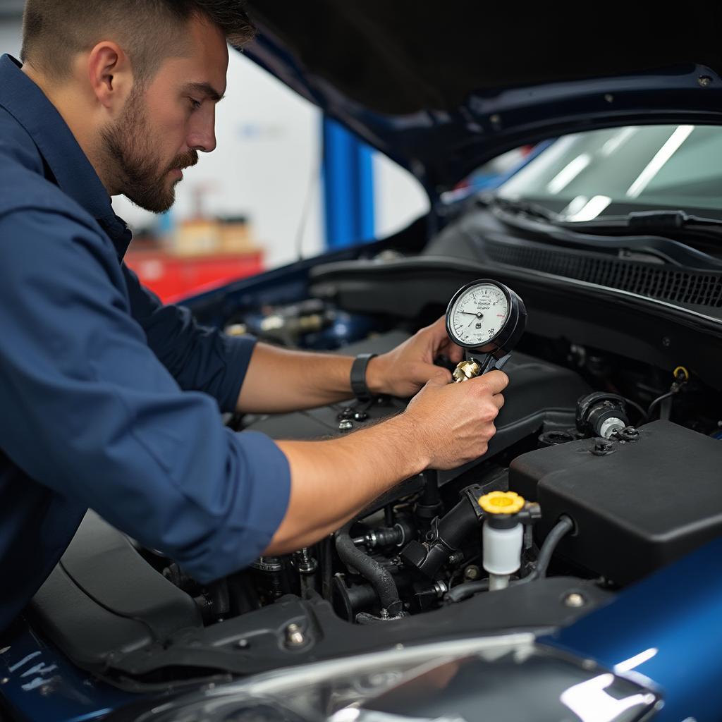 Mechanic Inspecting Engine for CH4 OBD2 Related Issues