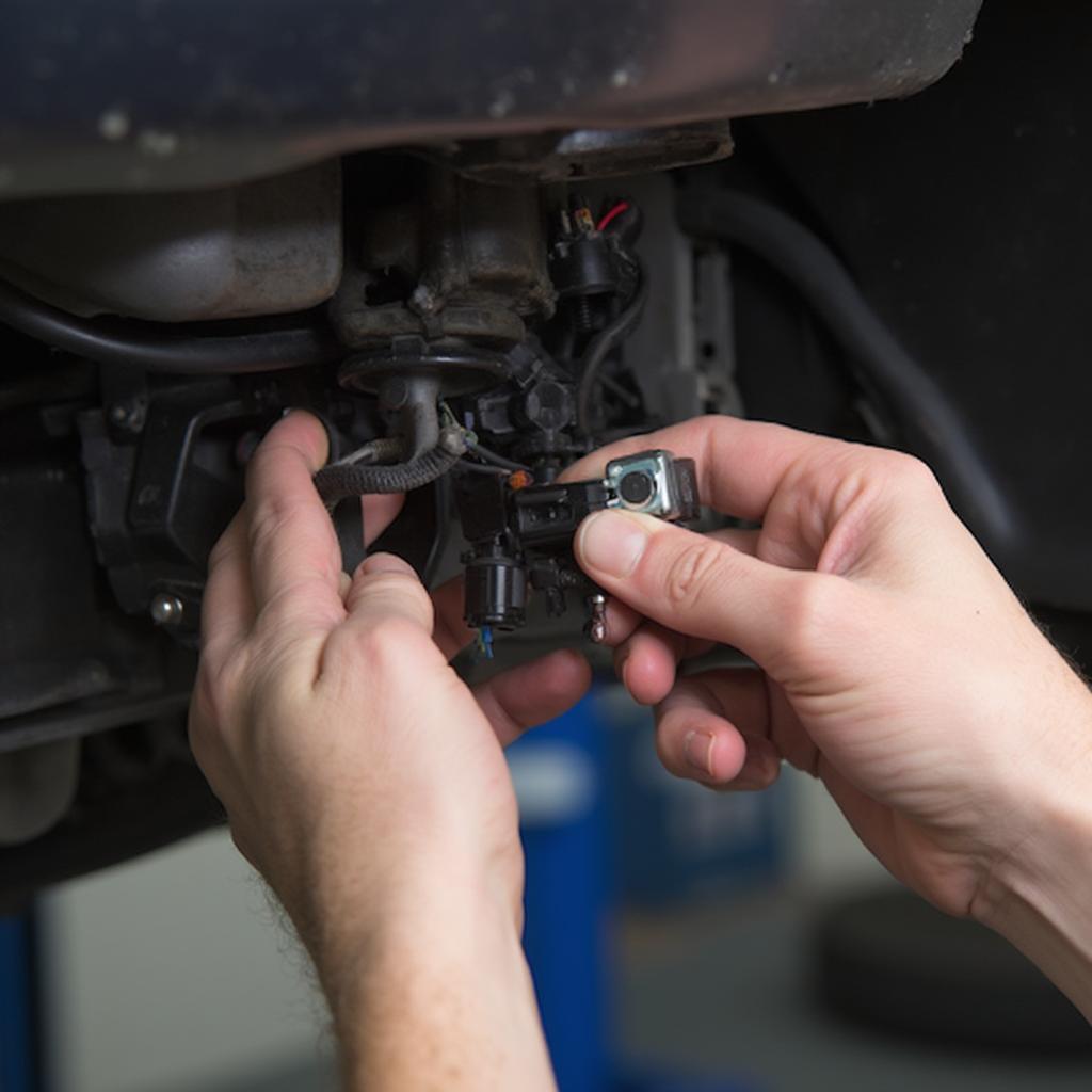 Mechanic Inspecting Wheel Speed Sensor for C0267