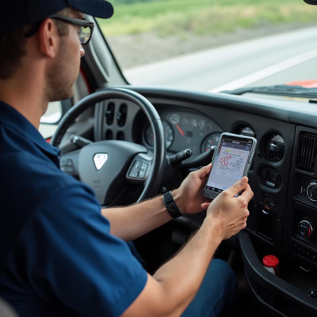 Mechanic Installing OBD2 ELD Module