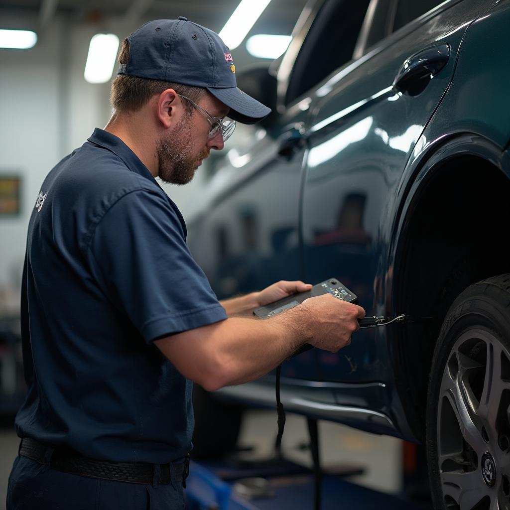 Mechanic Installing OBD2 Interface