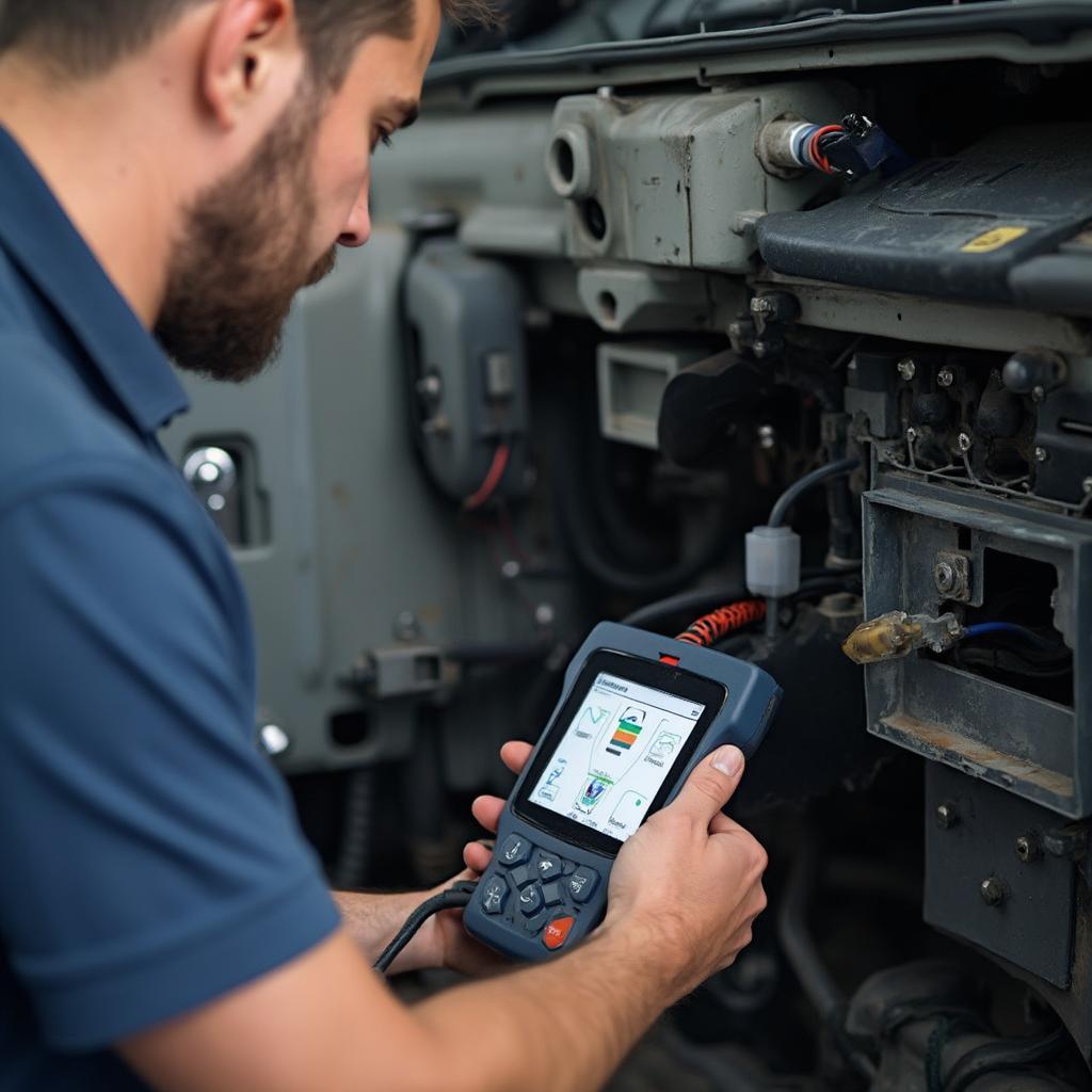 Mechanic Locating OBD2 Port