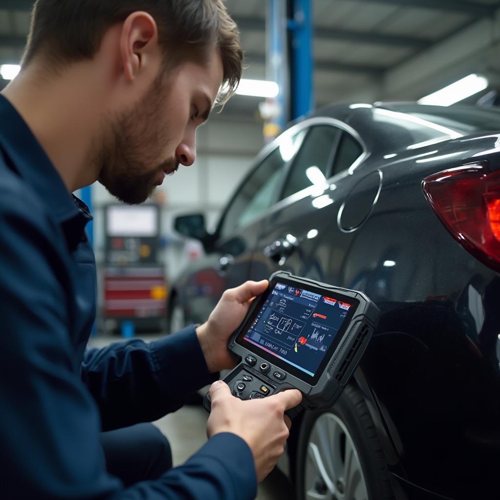 Mechanic Performing Buzz Test with Advanced Scanner