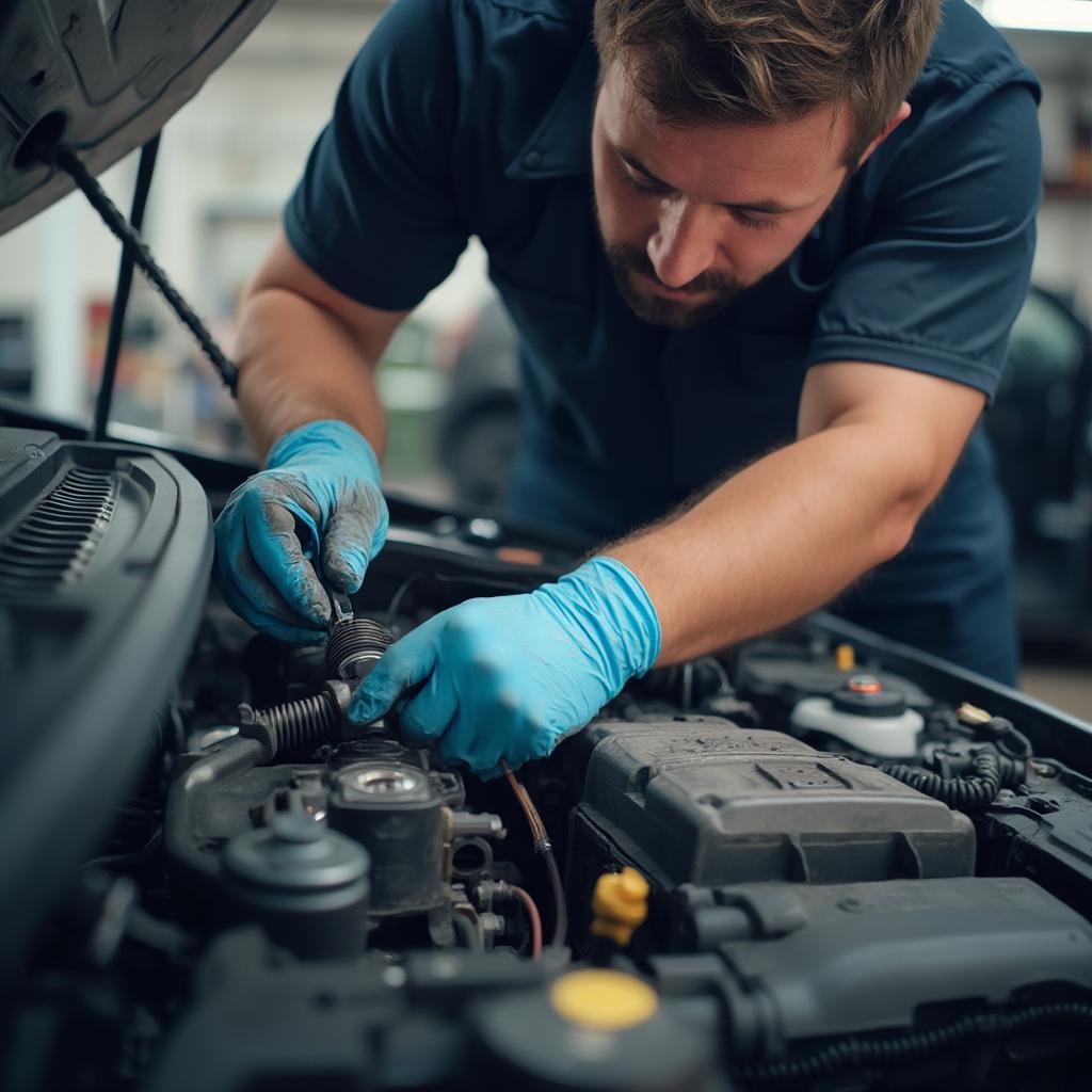 Mechanic Performing Car Maintenance