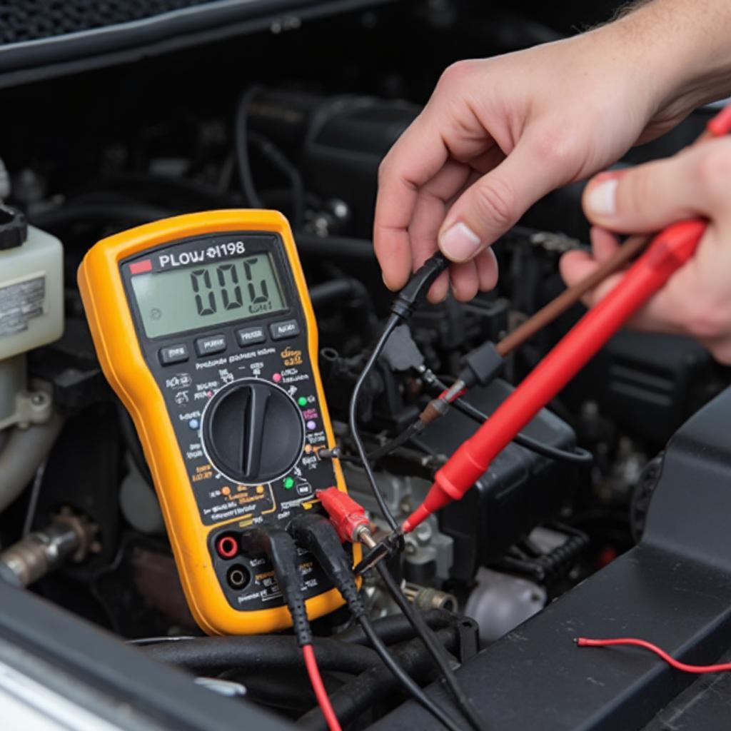 Mechanic performing a fuel injector test